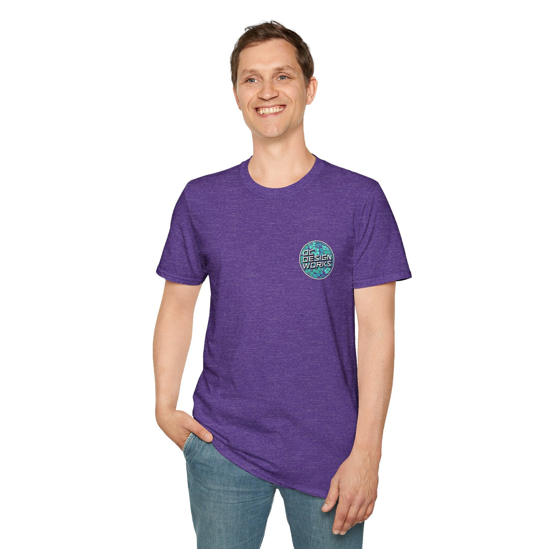 Heritage T-Shirt — Mint Hibiscus Logo - T-Shirt - Heather Purple - OC Designworks