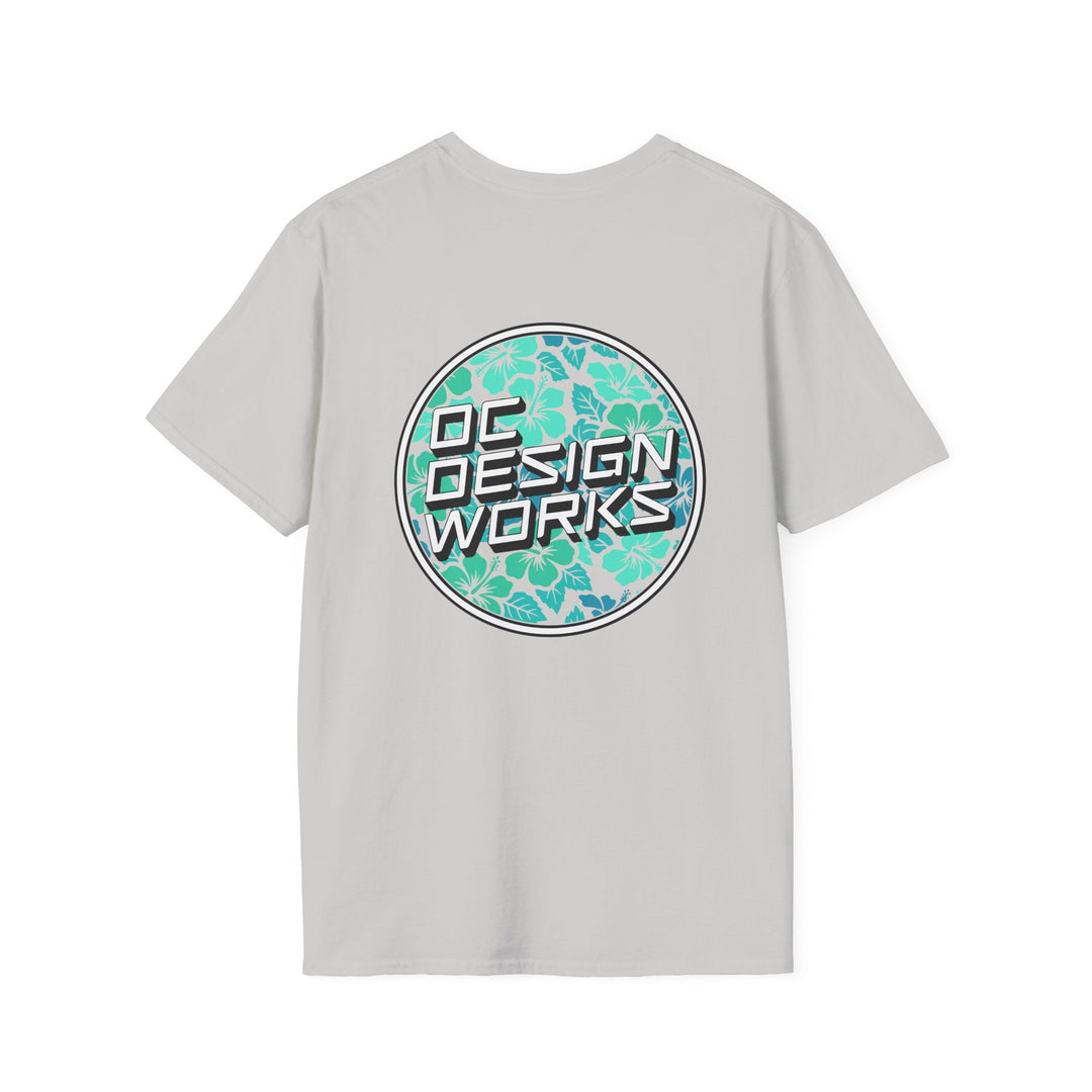 Heritage T-Shirt — Mint Hibiscus Logo - T-Shirt - Ice Grey - OC Designworks