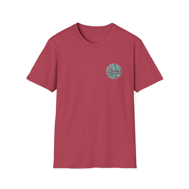 Heritage T-Shirt — Mint Hibiscus Logo - T-Shirt - Heather Cardinal - OC Designworks