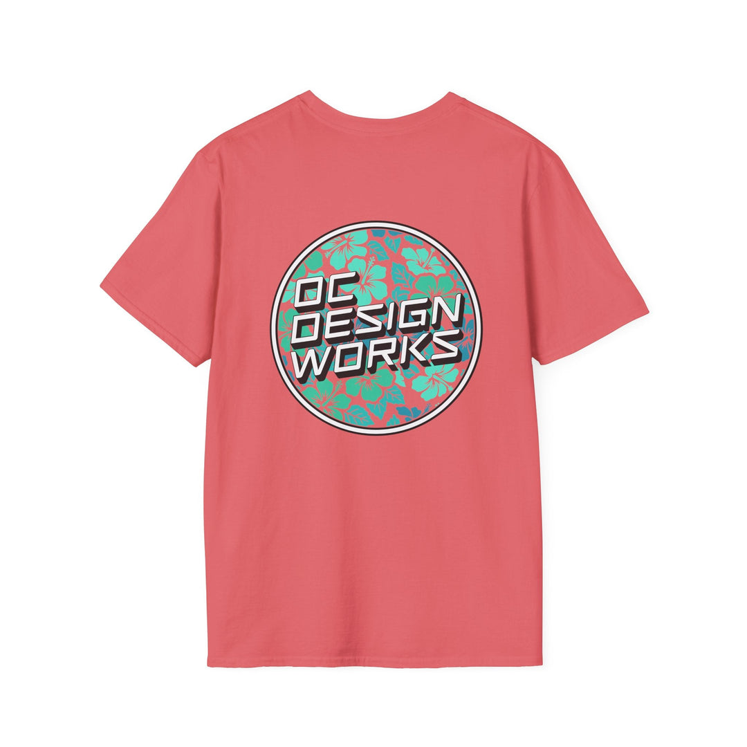 Heritage T-Shirt — Mint Hibiscus Logo - T-Shirt - Coral Silk - OC Designworks