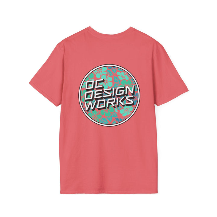 Heritage T-Shirt — Mint Hibiscus Logo - T-Shirt - Coral Silk - OC Designworks