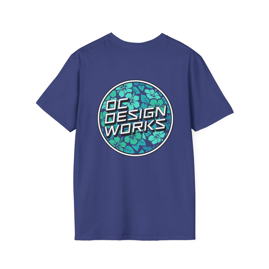 Heritage T-Shirt — Mint Hibiscus Logo - T-Shirt - Metro Blue - OC Designworks