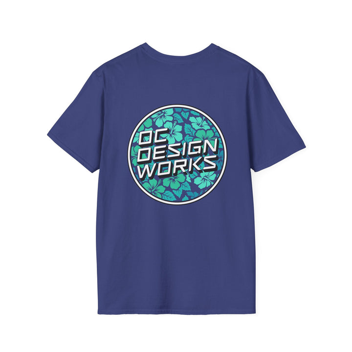 Heritage T-Shirt — Mint Hibiscus Logo - T-Shirt - Metro Blue - OC Designworks