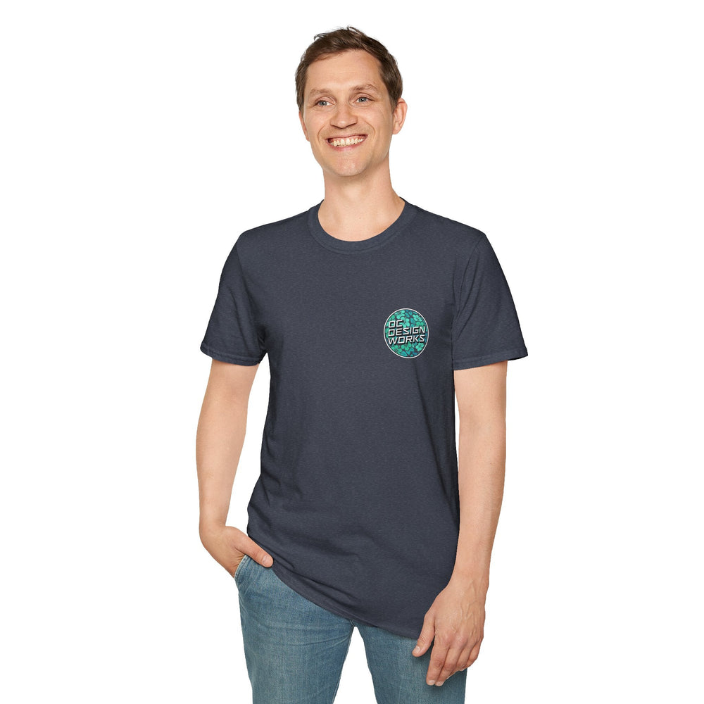 Heritage T-Shirt — Mint Hibiscus Logo - T-Shirt - Heather Navy - OC Designworks
