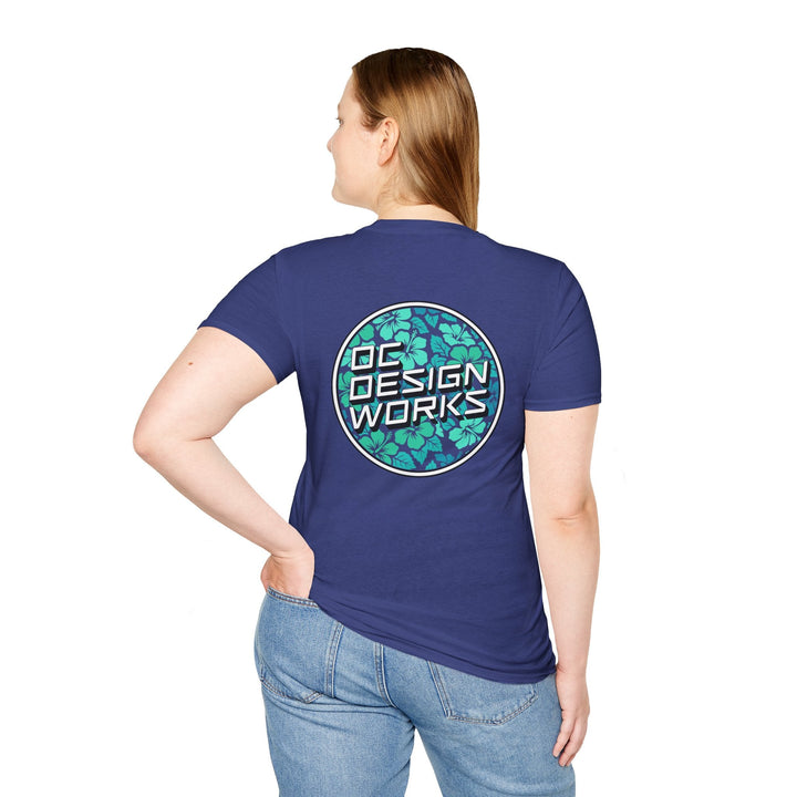 Heritage T-Shirt — Mint Hibiscus Logo - T-Shirt - Metro Blue - OC Designworks