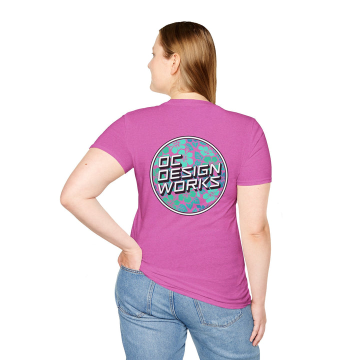 Heritage T-Shirt — Mint Hibiscus Logo - T-Shirt - Heather Berry - OC Designworks