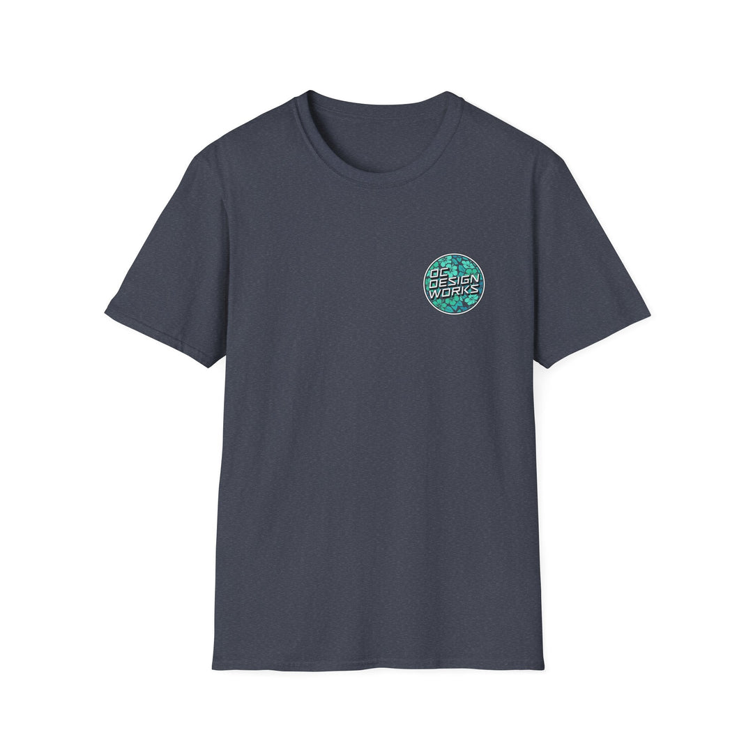 Heritage T-Shirt — Mint Hibiscus Logo - T-Shirt - Heather Navy - OC Designworks