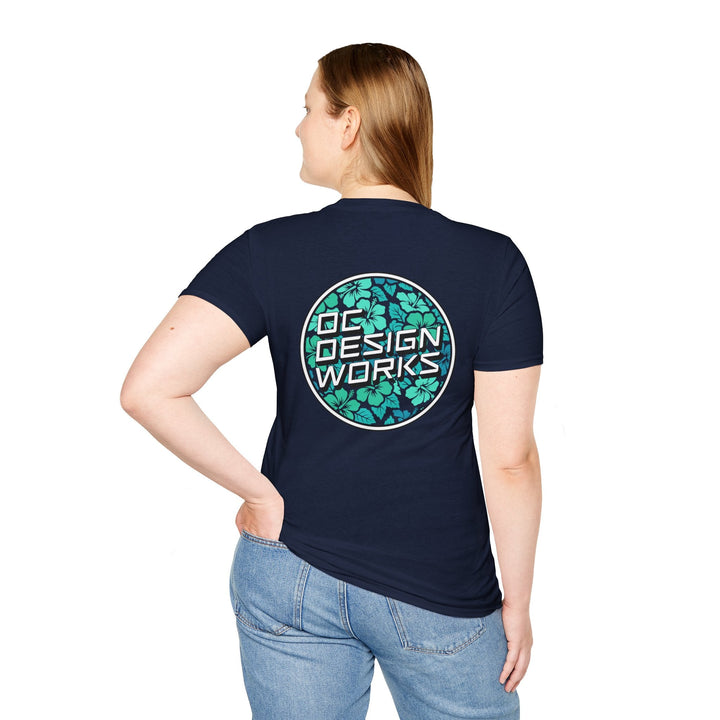 Heritage T-Shirt — Mint Hibiscus Logo - T-Shirt - Navy - OC Designworks