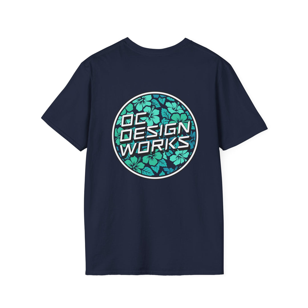 Heritage T-Shirt — Mint Hibiscus Logo - T-Shirt - Navy - OC Designworks