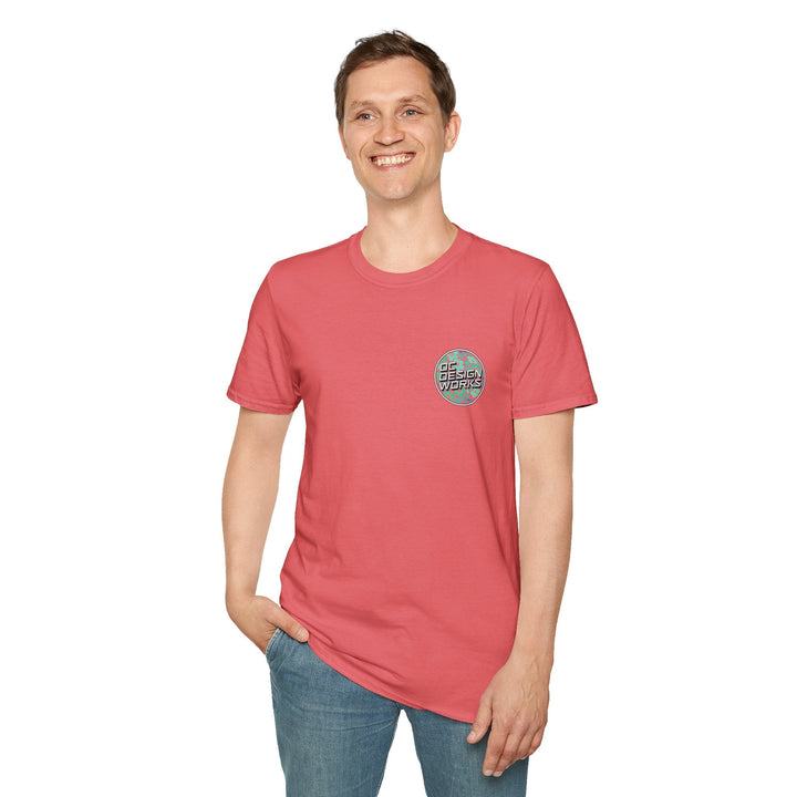 Heritage T-Shirt — Mint Hibiscus Logo - T-Shirt - Coral Silk - OC Designworks
