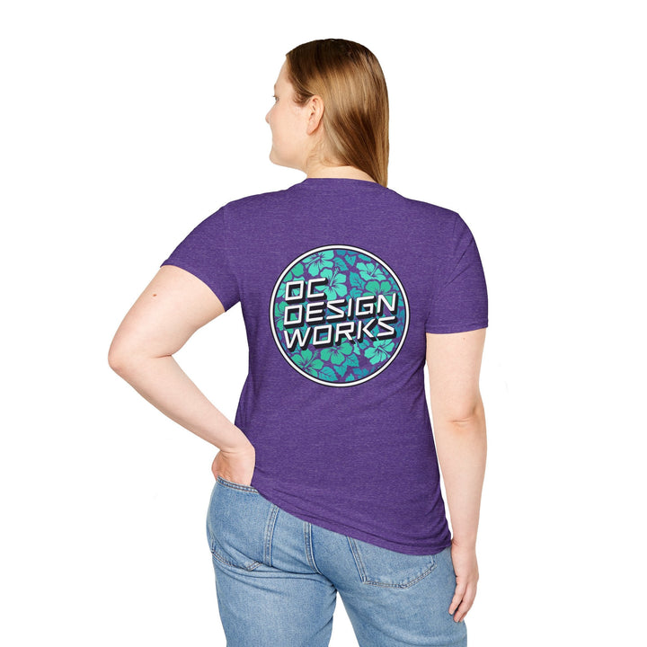 Heritage T-Shirt — Mint Hibiscus Logo - T-Shirt - Heather Purple - OC Designworks