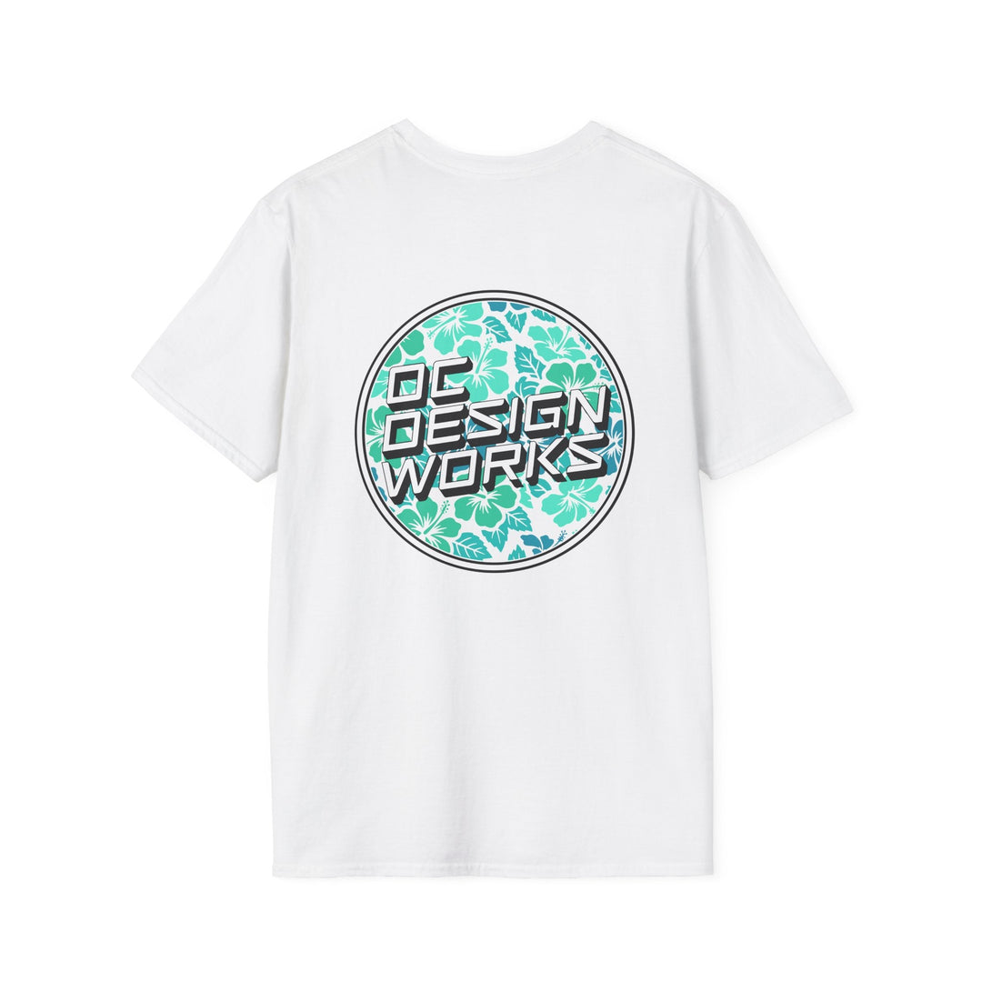 Heritage T-Shirt — Mint Hibiscus Logo - T-Shirt - White - OC Designworks