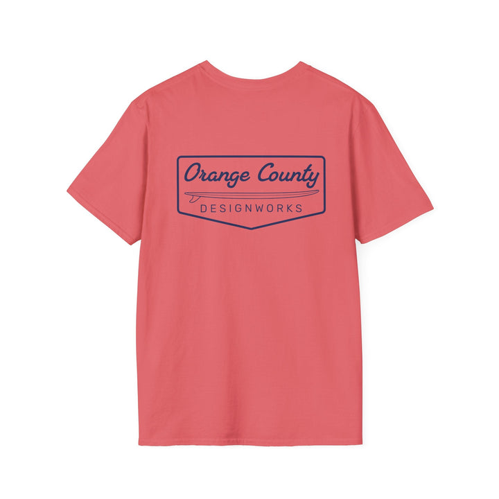 Heritage T-Shirt — Navy Vintage Surf Logo - T-Shirt - Coral Silk - OC Designworks