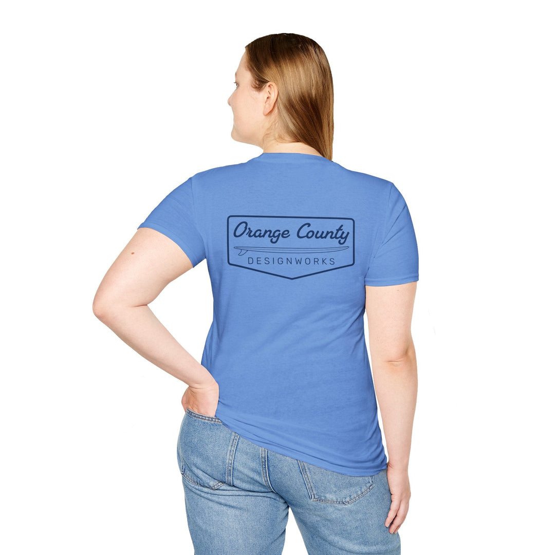 Heritage T-Shirt — Navy Vintage Surf Logo - T-Shirt - Carolina Blue - OC Designworks