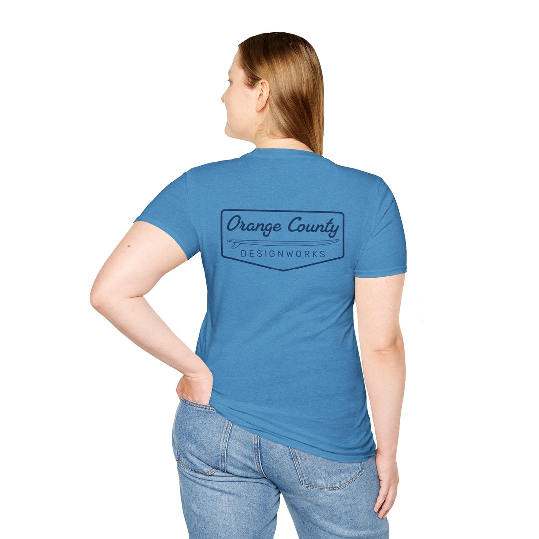 Heritage T-Shirt — Navy Vintage Surf Logo - T-Shirt - Heather Sapphire - OC Designworks