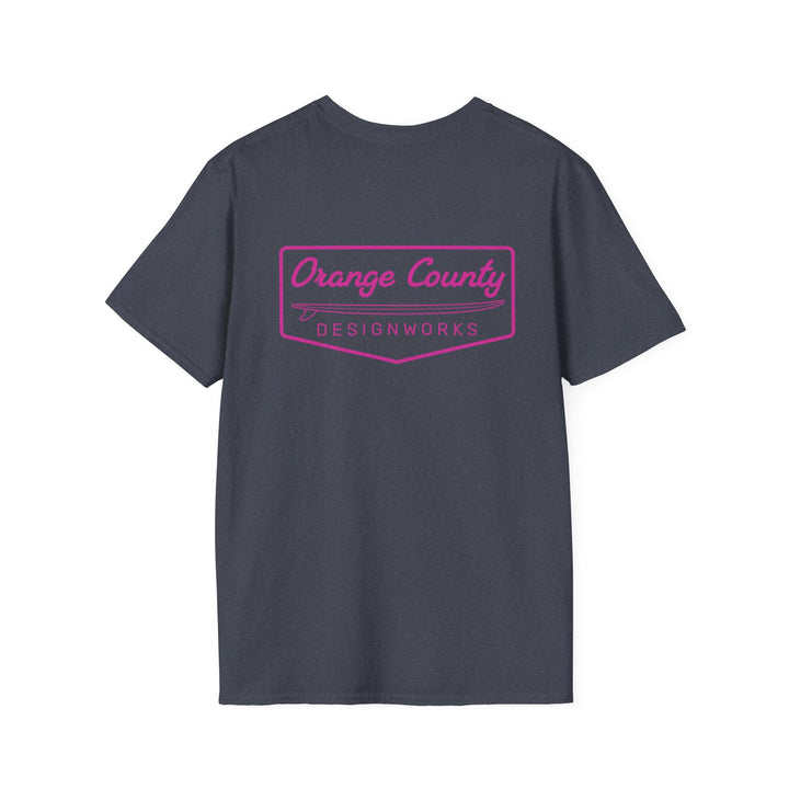 Heritage T-Shirt — Pink Vintage Surf Logo - T-Shirt - Heather Navy - OC Designworks