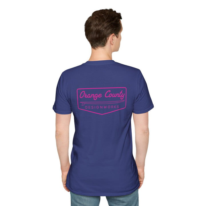 Heritage T-Shirt — Pink Vintage Surf Logo - T-Shirt - Metro Blue - OC Designworks