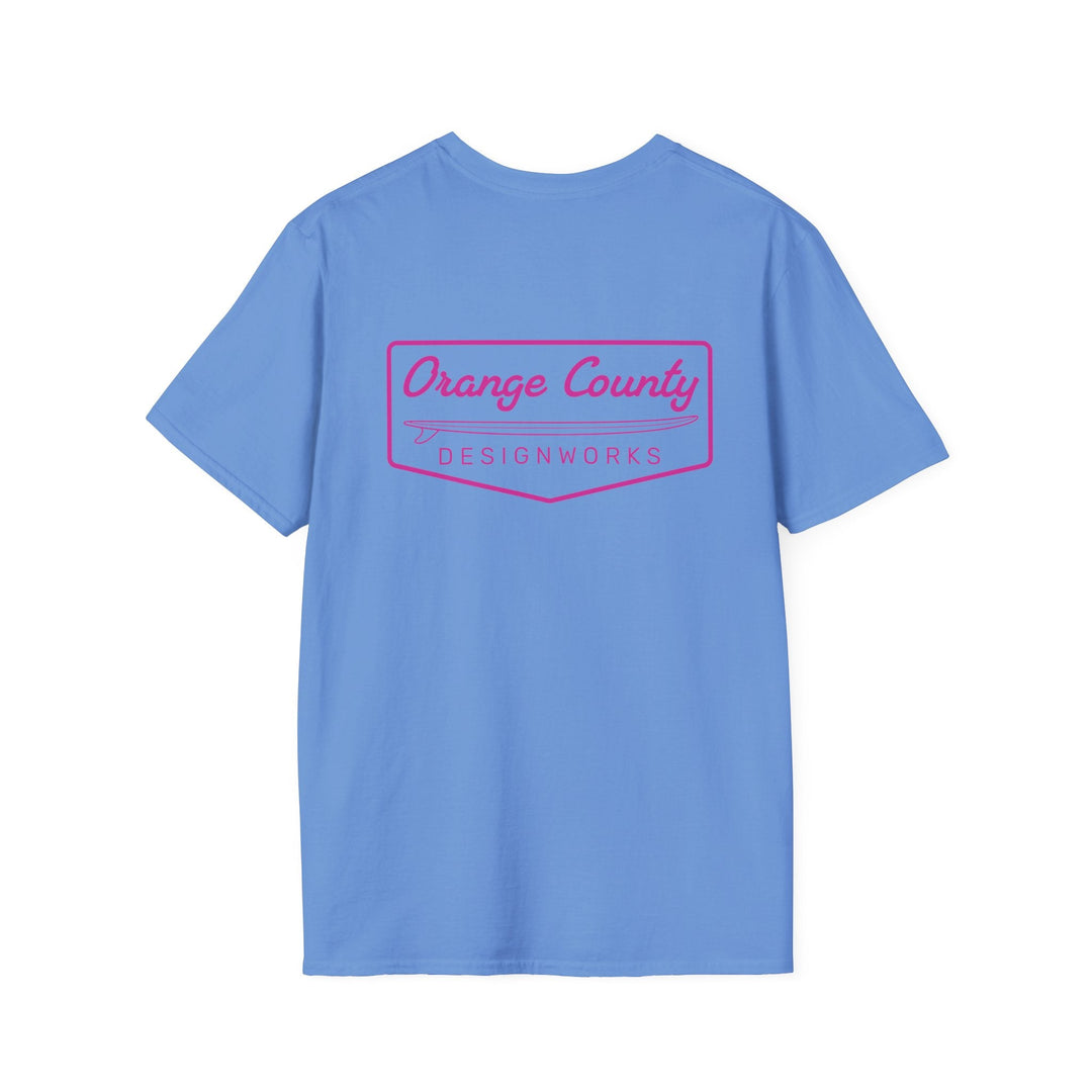 Heritage T-Shirt — Pink Vintage Surf Logo - T-Shirt - Carolina Blue - OC Designworks