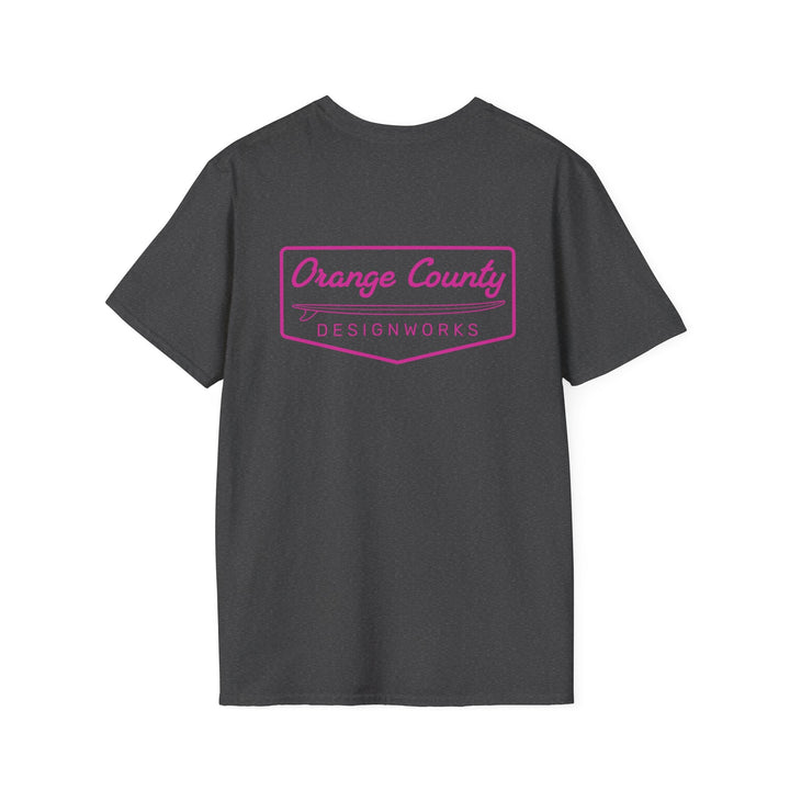Heritage T-Shirt — Pink Vintage Surf Logo - T-Shirt - Dark Heather - OC Designworks