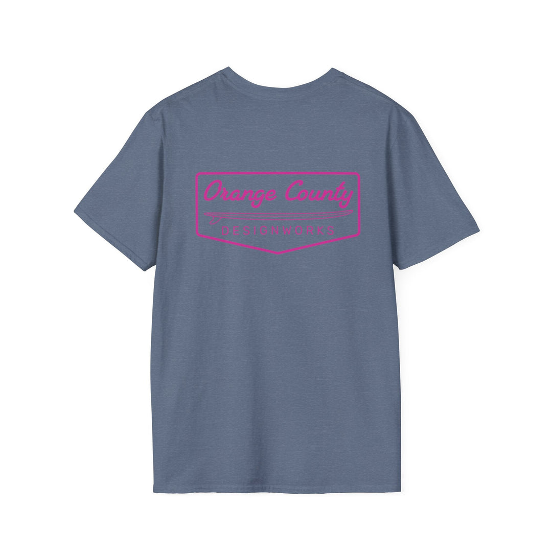 Heritage T-Shirt — Pink Vintage Surf Logo - T-Shirt - Heather Indigo - OC Designworks