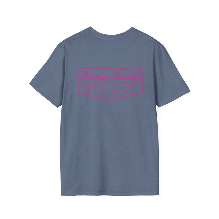 Heritage T-Shirt — Pink Vintage Surf Logo - T-Shirt - Heather Indigo - OC Designworks