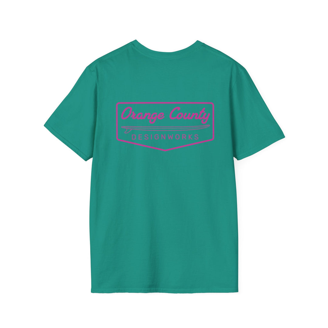 Heritage T-Shirt — Pink Vintage Surf Logo - T-Shirt - Jade Dome - OC Designworks