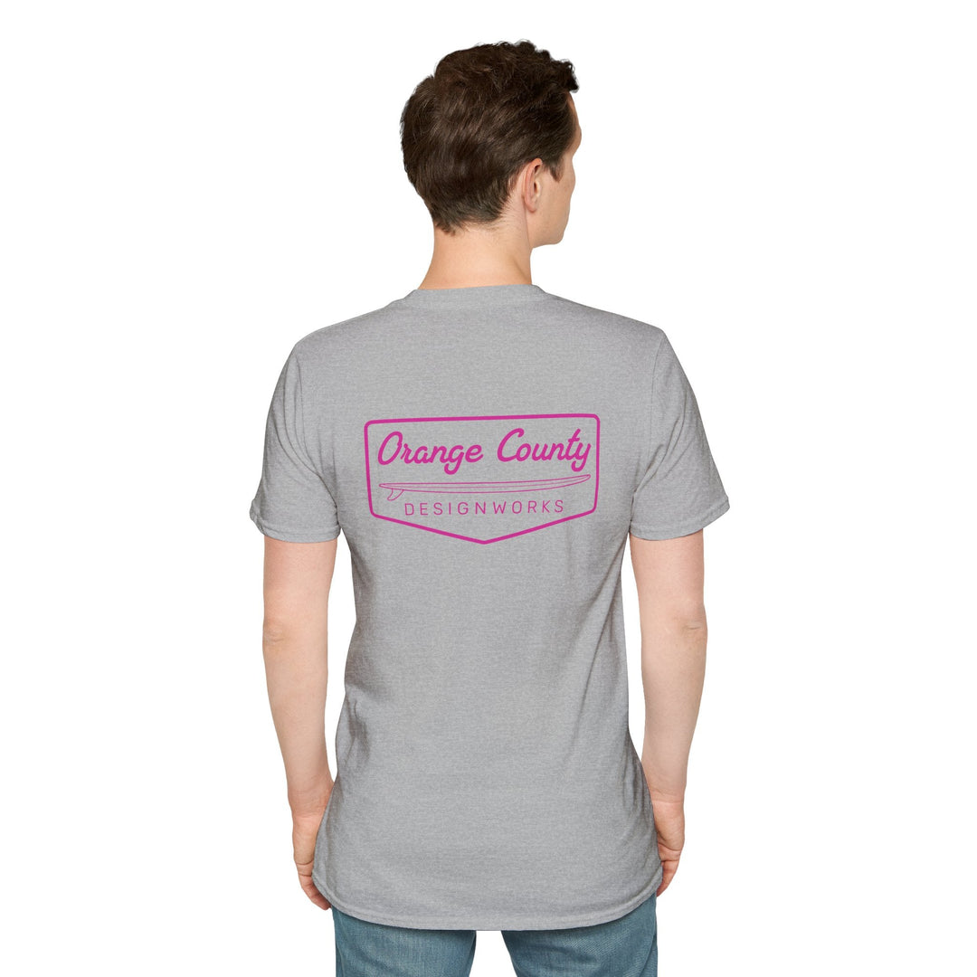 Heritage T-Shirt — Pink Vintage Surf Logo - T-Shirt - Sport Grey - OC Designworks