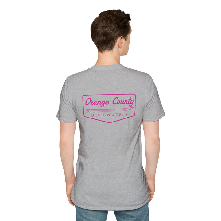 Heritage T-Shirt — Pink Vintage Surf Logo - T-Shirt - Sport Grey - OC Designworks