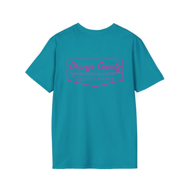 Heritage T-Shirt — Pink Vintage Surf Logo - T-Shirt - Tropical Blue - OC Designworks