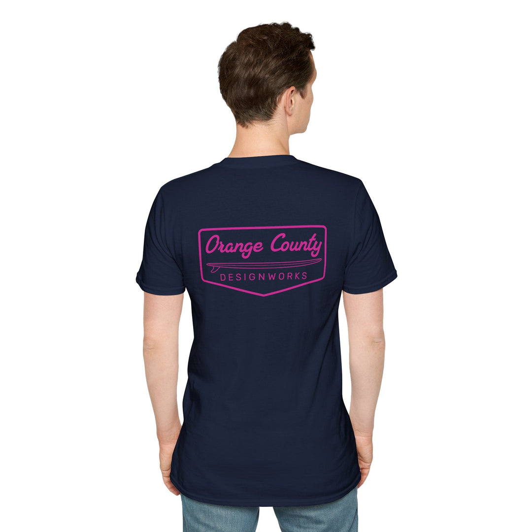 Heritage T-Shirt — Pink Vintage Surf Logo - T-Shirt - Navy - OC Designworks