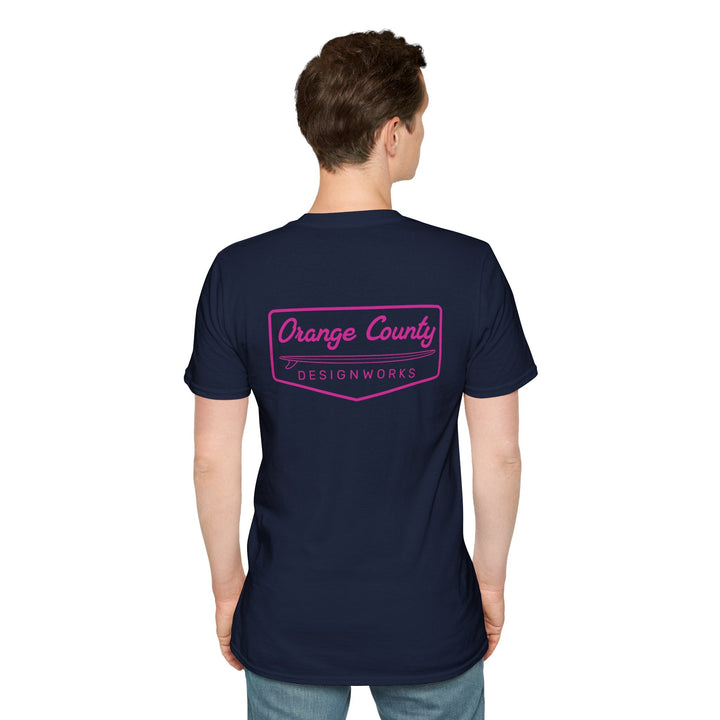 Heritage T-Shirt — Pink Vintage Surf Logo - T-Shirt - Navy - OC Designworks