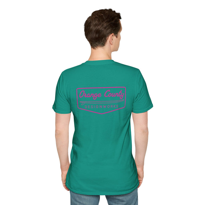Heritage T-Shirt — Pink Vintage Surf Logo - T-Shirt - Jade Dome - OC Designworks