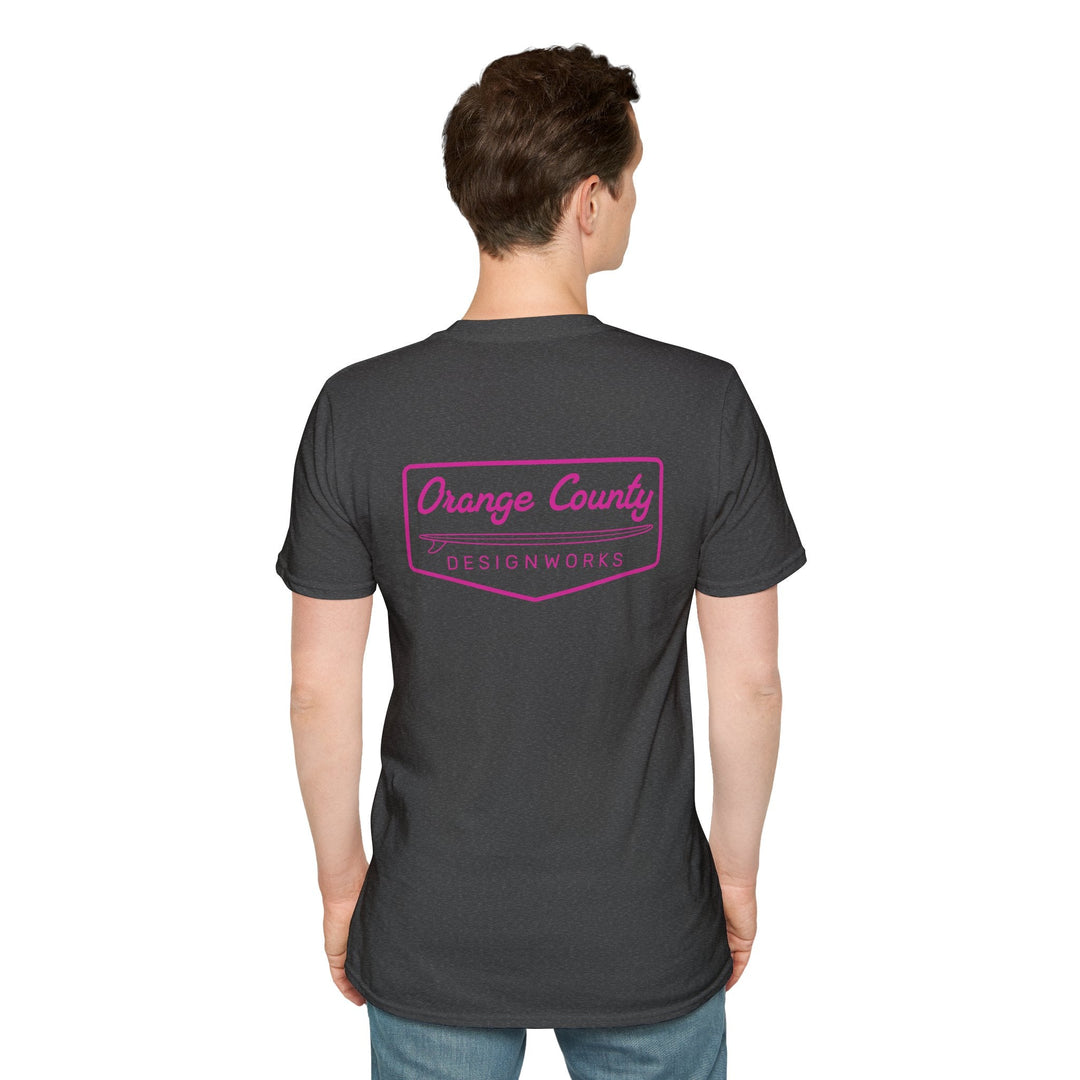 Heritage T-Shirt — Pink Vintage Surf Logo - T-Shirt - Dark Heather - OC Designworks