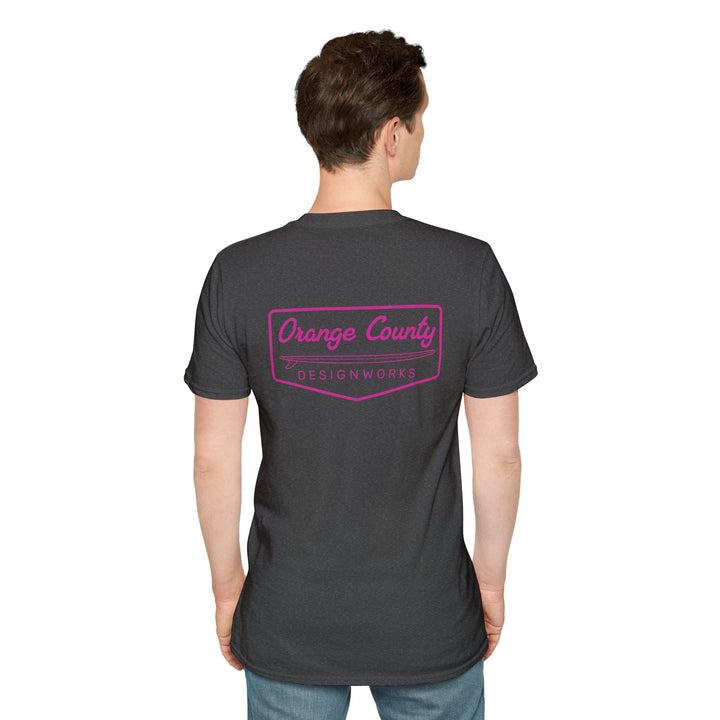 Heritage T-Shirt — Pink Vintage Surf Logo - T-Shirt - Dark Heather - OC Designworks