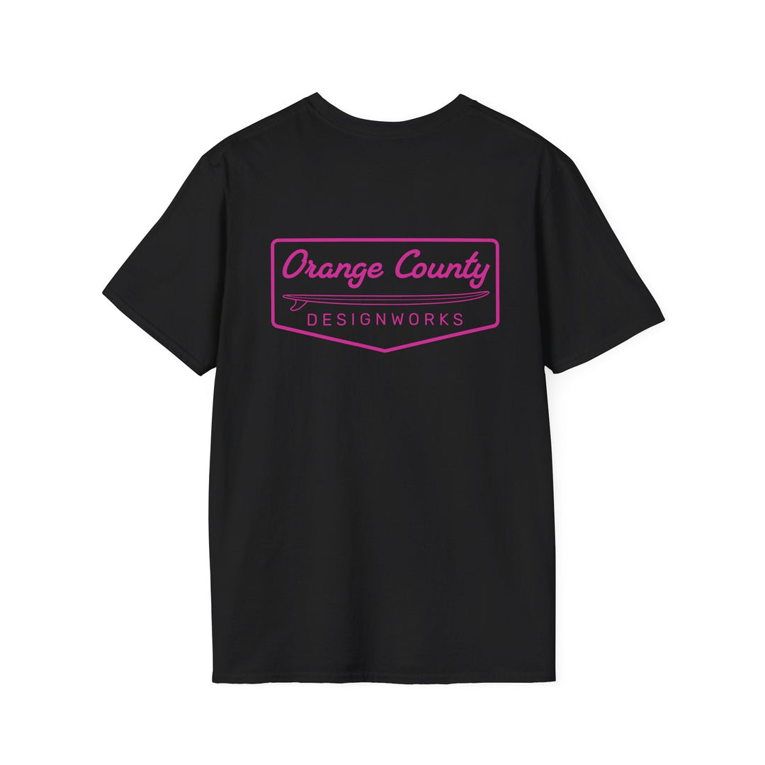 Heritage T-Shirt — Pink Vintage Surf Logo - T-Shirt - Black - OC Designworks