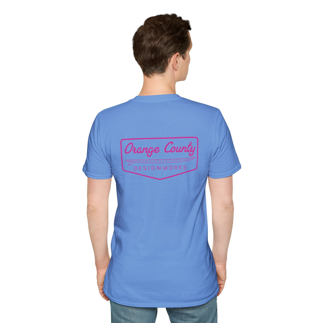 Heritage T-Shirt — Pink Vintage Surf Logo - T-Shirt - Carolina Blue - OC Designworks