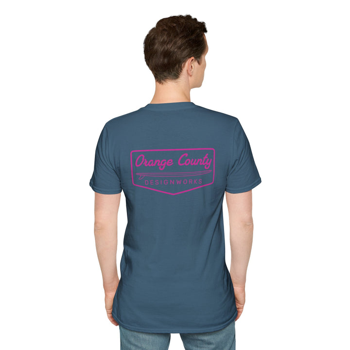 Heritage T-Shirt — Pink Vintage Surf Logo - T-Shirt - Indigo Blue - OC Designworks