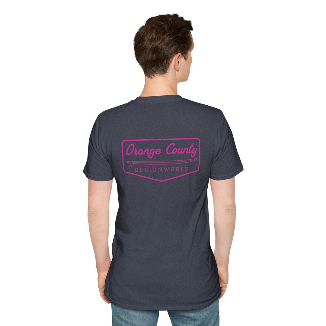 Heritage T-Shirt — Pink Vintage Surf Logo - T-Shirt - Heather Navy - OC Designworks