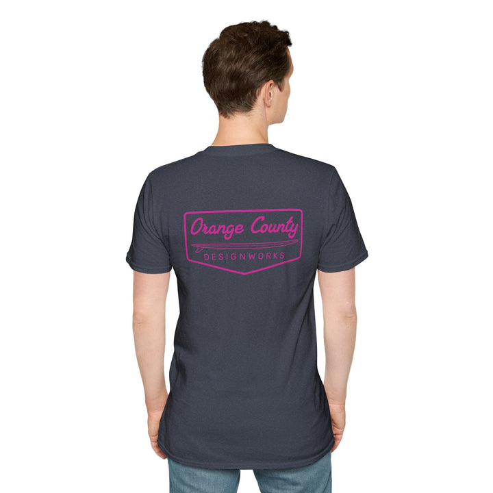 Heritage T-Shirt — Pink Vintage Surf Logo - T-Shirt - Heather Navy - OC Designworks