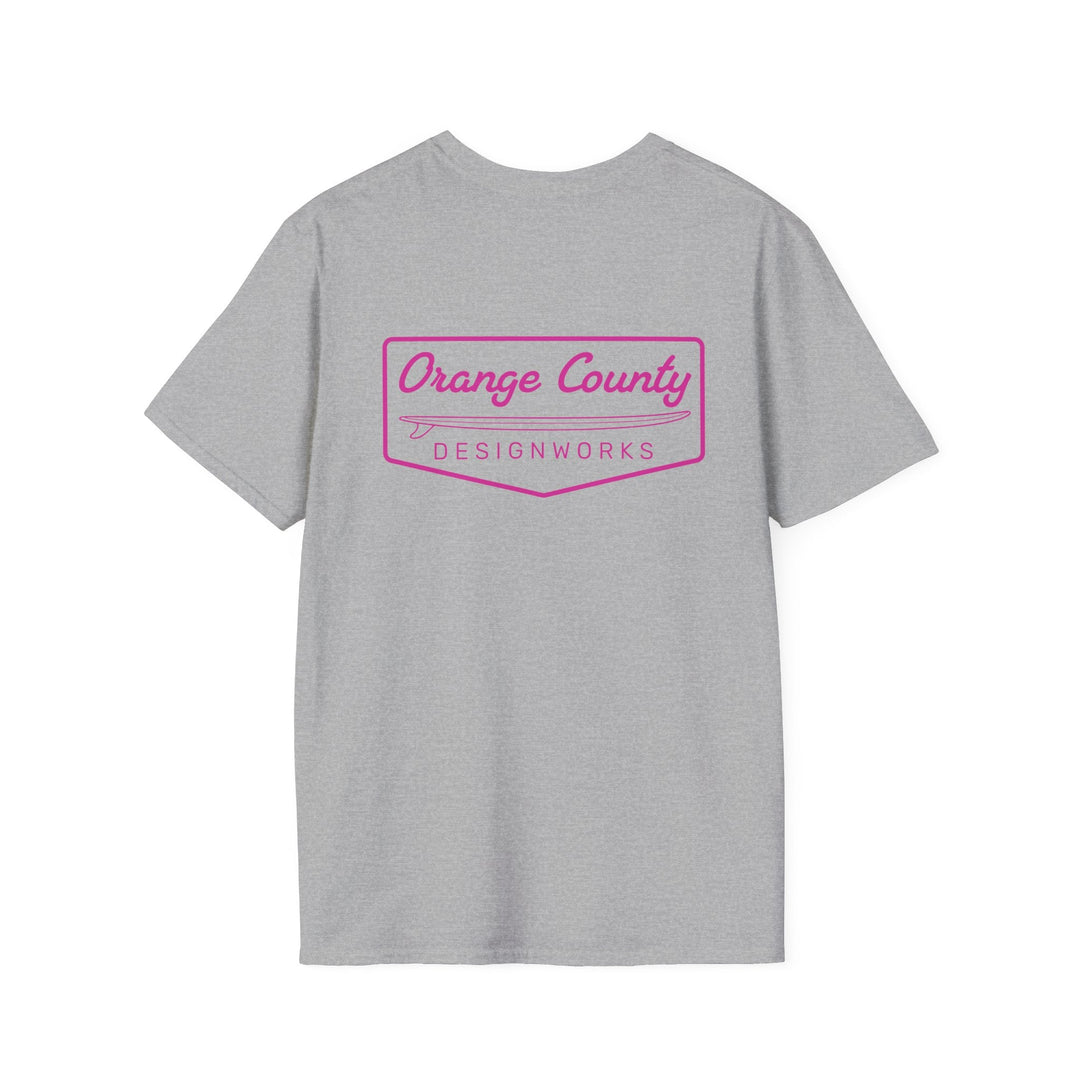 Heritage T-Shirt — Pink Vintage Surf Logo - T-Shirt - Sport Grey - OC Designworks