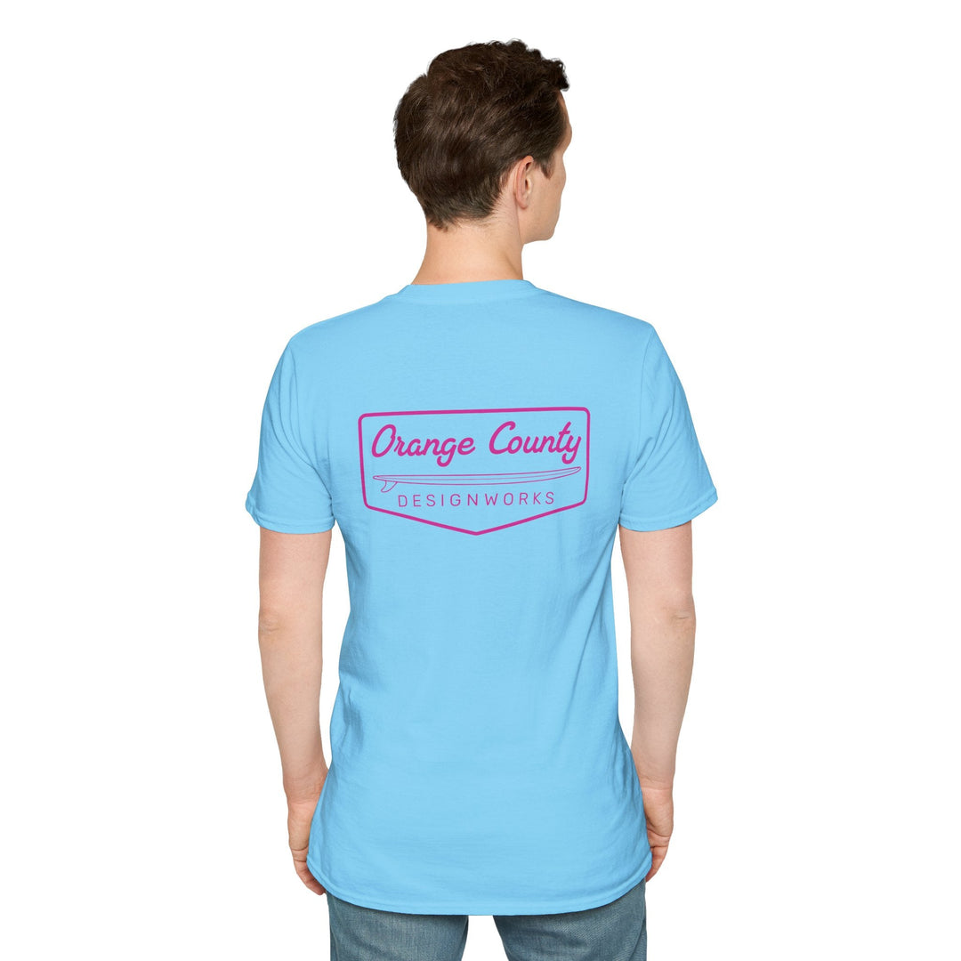 Heritage T-Shirt — Pink Vintage Surf Logo - T-Shirt - Sky - OC Designworks