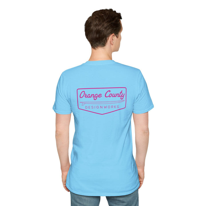 Heritage T-Shirt — Pink Vintage Surf Logo - T-Shirt - Sky - OC Designworks