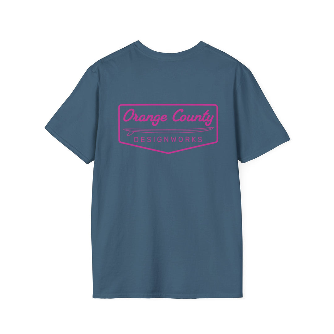 Heritage T-Shirt — Pink Vintage Surf Logo - T-Shirt - Indigo Blue - OC Designworks