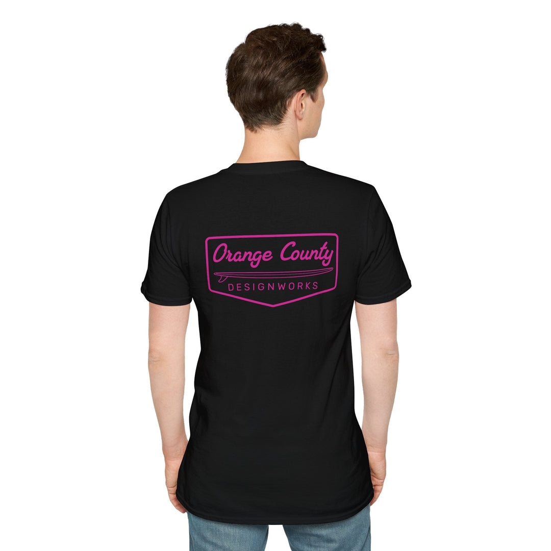 Heritage T-Shirt — Pink Vintage Surf Logo - T-Shirt - Black - OC Designworks