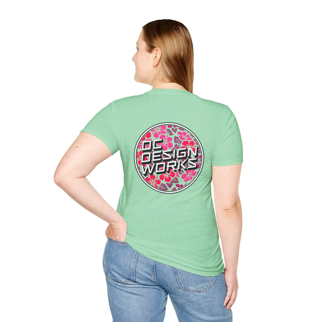 Heritage T-Shirt — Rose Hibiscus Logo - T-Shirt - Mint Green - OC Designworks