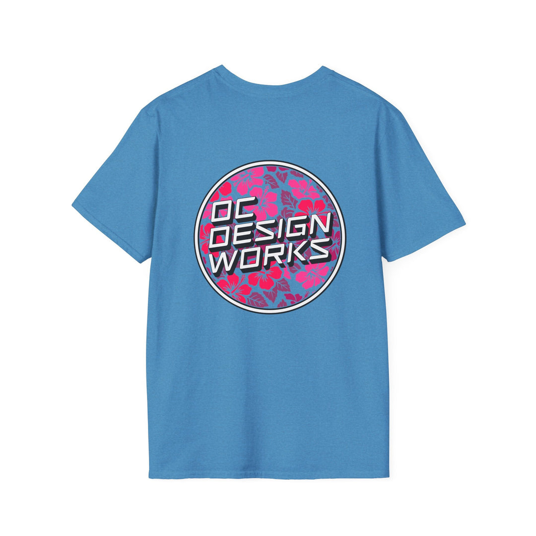 Heritage T-Shirt — Rose Hibiscus Logo - T-Shirt - Heather Sapphire - OC Designworks