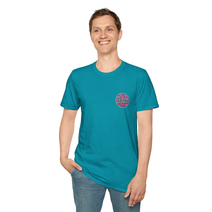 Heritage T-Shirt — Rose Hibiscus Logo - T-Shirt - Tropical Blue - OC Designworks