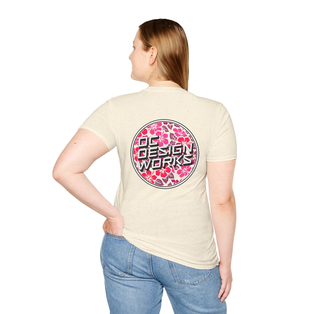 Heritage T-Shirt — Rose Hibiscus Logo - T-Shirt - Natural - OC Designworks