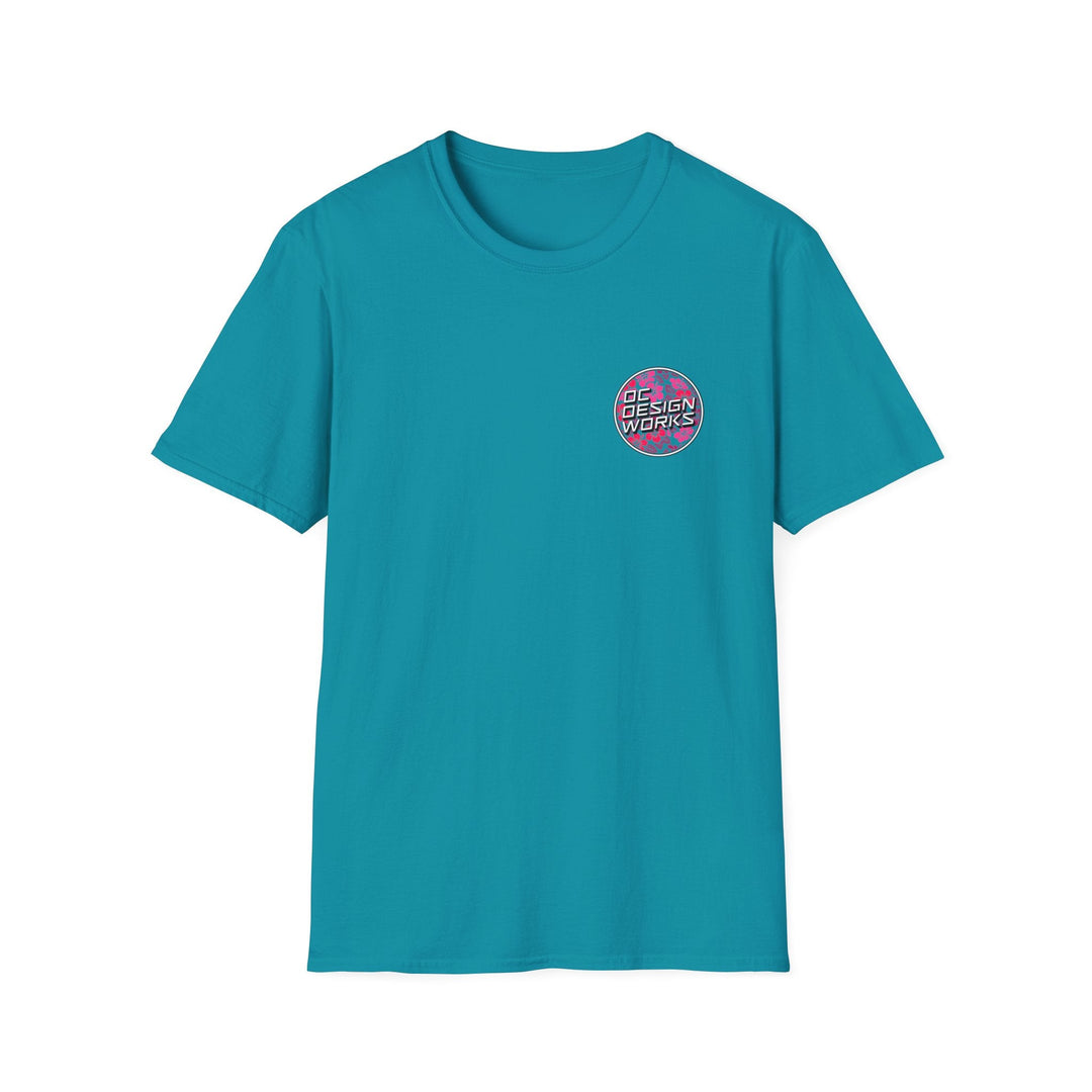 Heritage T-Shirt — Rose Hibiscus Logo - T-Shirt - Tropical Blue - OC Designworks