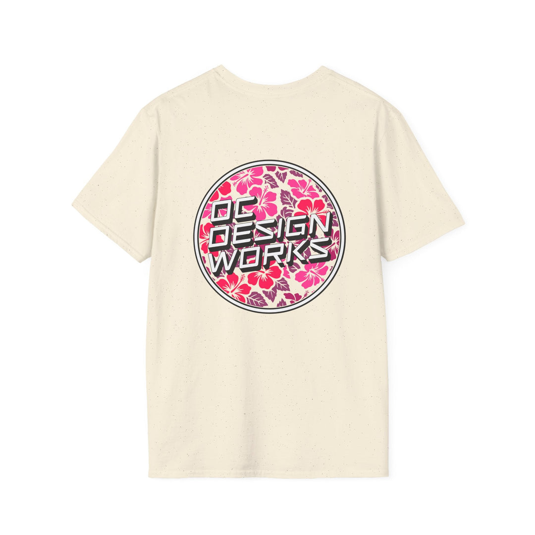 Heritage T-Shirt — Rose Hibiscus Logo - T-Shirt - Natural - OC Designworks